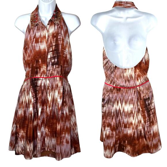 Elizabeth and James Molly Printed Open Back Sleeveless Halter Dress 8 NWOT - Picture 15 of 15